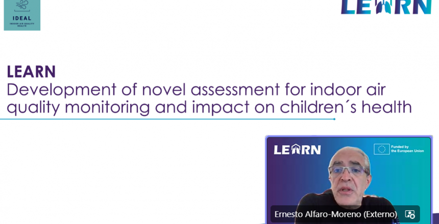 Ernesto Alfaro-Moreno presenting the LEARN project at EDIAQI webinar on indoor air quality in schools