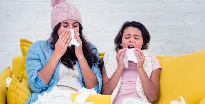 Spring allergy mother and child